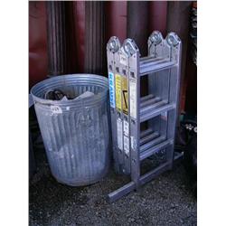 1 metal multi-matic folding accordion ladder 12-feet extended by Krausse model #121482; aluminum tra