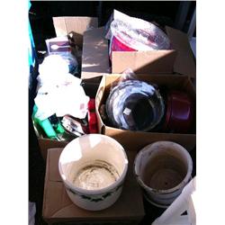 Huge lot of Christmas decorations; 3 metal pans; 1 thermos (36)