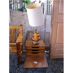 Small end table with 3 drawers; 1 table lamp (36)