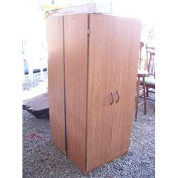 2 4-shelf cabinets wood with doors; 1 under cabinet fluorescent light (36)