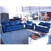 Image 1 : 3-piece blue leather living room set- couch loveseat chair (2)