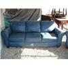 Image 2 : 3-piece blue leather living room set- couch loveseat chair (2)