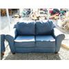 Image 4 : 3-piece blue leather living room set- couch loveseat chair (2)