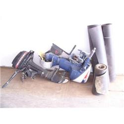 3 rolls of roofing paper; 1 Evinrude Sportwin 9.5 horse power outboard motor; 1 Mercury 3.9 horse po