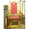 Image 1 : Antique wooden rocking chair with fabric seat and backrest (24)
