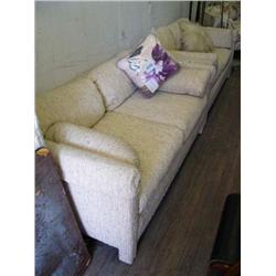 1 brass colored floor lamp; 1 single bulb hanging chandelier with 5 octagonal glass panels; 2 white 