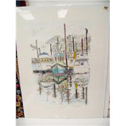 Lot of 7 original watercolors by Benjamin Downs: Valdez, Alaska D-Float; Dall Sheep #3; Dall Sheep #