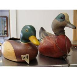 Wood decoy of Ducks Unlimited Special Edition 1997 and 1998 #1864; duck pottery planter (36)