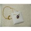 Image 1 : Amethyst (approx. 1.00 carats) and Diamond (approx. 0.50 carats) Pendant and Chain 10 K yellow gold,