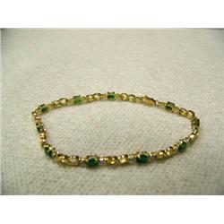 Emerald (approx. 2.00 carats) ad Diamond (approx. 0.01 carats) Bracelet 10 K yellow gold, replacemen