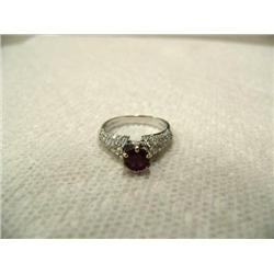Ruby (approx. 0.78 carats) and Diamond (approx. 0.38 carats) Lady's Ring 18 K white gold, replacemen