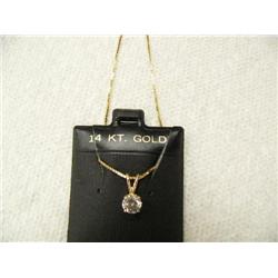 Diamond  (approx. 0.70 carats) Pendant and Chain 14 K yellow gold, replacement value at $3,250 (12)