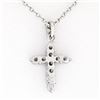 Image 5 : Petite Solid Platinum .30 ctw Round Brilliant Diamond Simple Cross Pendant & Cha