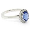 Image 2 : Petite 14k White Gold 1.58 ctw Violet Blue Oval Tanzanite Round Diamond Halo Rin