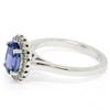 Image 6 : Petite 14k White Gold 1.58 ctw Violet Blue Oval Tanzanite Round Diamond Halo Rin