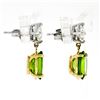 Image 3 : 14K TT Gold 5.70 ctw Oval Peridot Princess Cut Diamond Dangle Drop Earrings