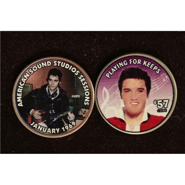 2-ELVIS PRESLEY OVERLAYS OF BU KENNEDY HALVES