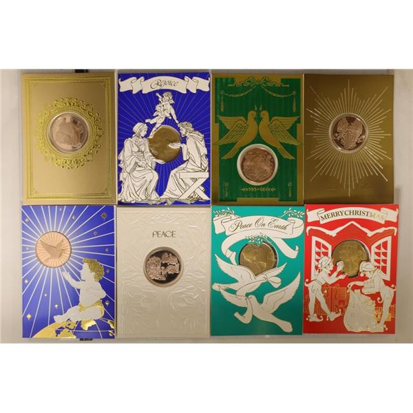 8 FRANKLIN MINT HOLIDAY CARDS WITH 1 1/2"