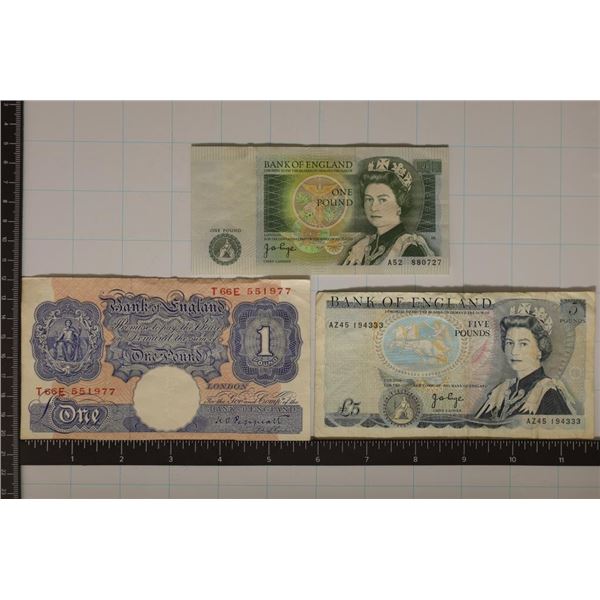 3-BANK OF ENGLAND BILLS: 1-1930 1 POUND 1981-ONE