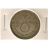 Image 1 : 1937-E GERMAN SILVER 2 MARK WITH SWASTIKA .1608