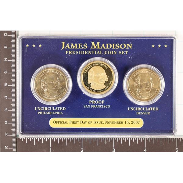 2007-P/D/S PRESIDENTIAL DOLLAR 3 COIN SET JAMES