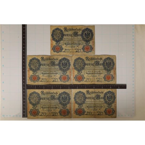 5-1908 GERMAN 20 MARK BILLS