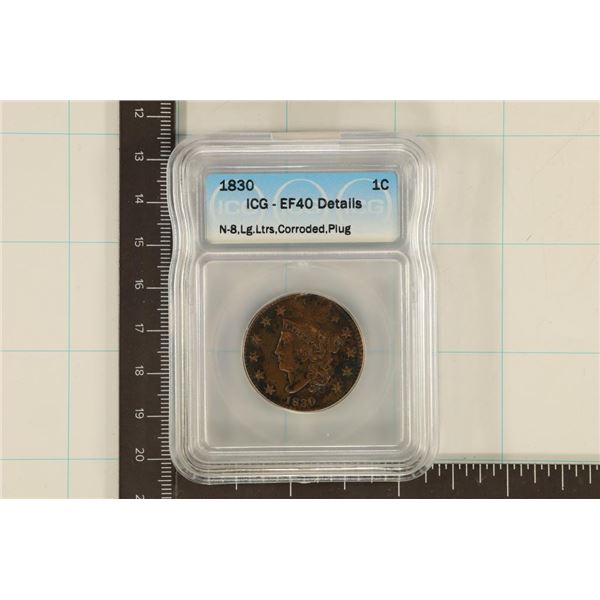 1830 US LARGE CENT ICG EF40 DETAILS N-8 LARGE