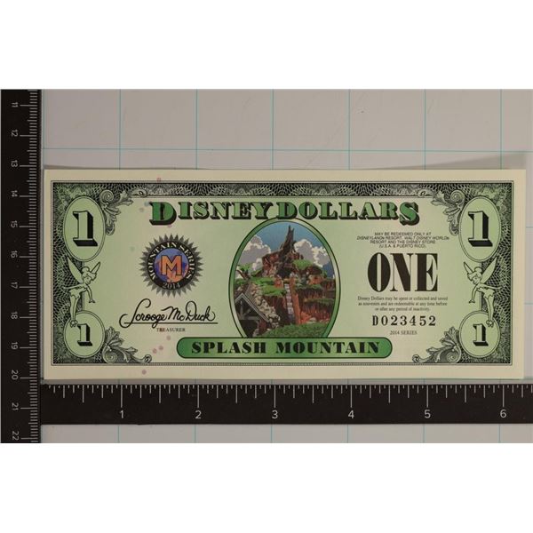 2014 ONE DISNEY DOLLAR COLORIZED CRISP UNC BILL