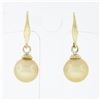 Image 1 : Vintage 14K Yellow Gold Round Cultured Pearl Solitaire Drop Dangle Earrings