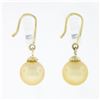 Image 4 : Vintage 14K Yellow Gold Round Cultured Pearl Solitaire Drop Dangle Earrings