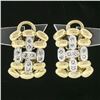 Image 4 : 18k Yellow & White Gold 0.20 ctw Round Diamond Open Huggie Cuff Omega Earrings