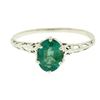 Image 1 : Vintage 14k White Gold 1.38 ctw Prong Set Oval Cut Emerald Filigree Solitaire Ri