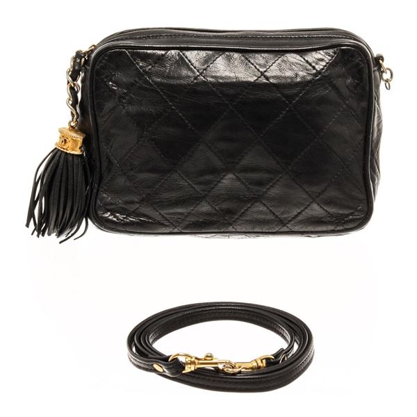 Chanel Black Leather Fringe Shoulder Bag