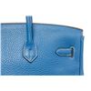 Image 6 : Hermes Blue Hydra Clemence Leather Birkin 35 Satchel Bag