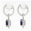 Image 3 : 18k White Gold 3.80 ctw FINE Oval Cut Purple Amethyst Diamond Drop Dangle Earrin