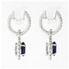 Image 4 : 18k White Gold 3.80 ctw FINE Oval Cut Purple Amethyst Diamond Drop Dangle Earrin