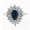 Image 4 : Vintage Platinum 2.69 ctw GIA NO HEAT Sapphire & Diamond Ballerina Cocktail Ring