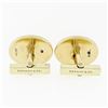 Image 3 : Vintage Tiffany & Co. 14k Gold Old Round Blue Sapphire Oval Florentine Cufflinks