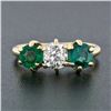 Image 2 : Antique Victorian 14k Gold 0.65 ctw Old Mine Cut Diamond Green Stone 3 Stone Rin
