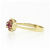 Image 5 : Vintage 18k Yellow Gold 0.37 ctw Round Ruby Wavy Halo Flower Cluster Petite Ring