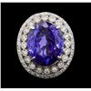 Image 2 : GIA Cert 19.95 ctw Tanzanite and Diamond Ring - 14KT White Gold