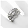 Image 3 : Vintage .900 Platinum 1.30 ctw Pave Diamond Wide Domed Triple Stacked Band Ring