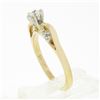 Image 7 : Petite 14K TT Gold Round Brilliant Diamond Solitaire w/ Accents Engagement Ring