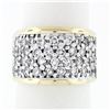 Image 1 : Vintage BREV 14k Gold & Platinum 1.56 ctw 4 Row Pave Diamond Wide Bombe Band Rin
