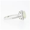 Image 4 : NEW 14K White Gold Oval Cabochon Opal Solitaire Round Diamond Halo Cluster Ring