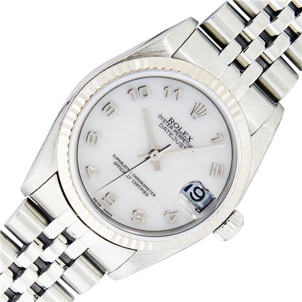 Rolex 31MM Mother Of Pearl Arabic Datejust Wristwatch With Jubilee Band