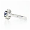 Image 6 : 18k White Gold 1.55 ctw Round Blue Sapphire Solitaire & Diamond Halo Cluster Rin