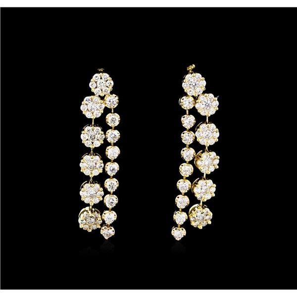 3.34 ctw Diamond Dangle Earrings - 14KT Yellow Gold