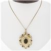 Image 1 : Vintage Large 14k Gold Oval & Round Red Garnet 18" Florentine Pendant Necklace