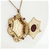 Image 5 : Vintage Large 14k Gold Oval & Round Red Garnet 18" Florentine Pendant Necklace